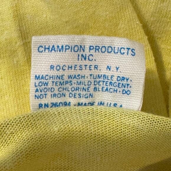 Vintage 70's Yellow Perdue University 50/50 Champion T-Shirt with Blue Stitching - Picture 8 of 8